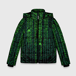 Куртка зимняя для мальчика Бинарная матрица, цвет: 3D-черный