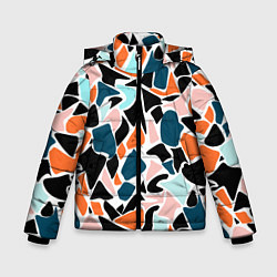 Куртка зимняя для мальчика Абстрактный современный разноцветный узор в оранже, цвет: 3D-красный