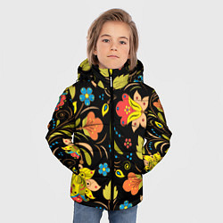 Куртка зимняя для мальчика Русские узорыХохлома, цвет: 3D-черный — фото 2