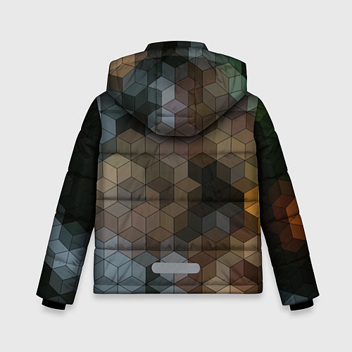 Зимняя куртка для мальчика Геометрический 3D узор в серых и коричневых тонах / 3D-Красный – фото 2