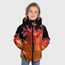 Куртка зимняя для мальчика Фрактал перо жар-птицы Абстракция, цвет: 3D-красный — фото 2