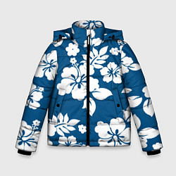 Куртка зимняя для мальчика Цветочный паттерн Минимализм, цвет: 3D-черный
