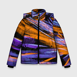 Куртка зимняя для мальчика Неоновые прерывающиеся линии - Оранжевый и фиолето, цвет: 3D-черный