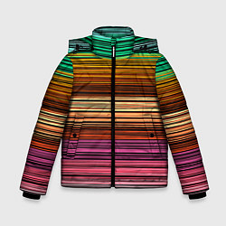 Куртка зимняя для мальчика Multicolored thin stripes Разноцветные полосы, цвет: 3D-черный