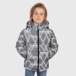 Куртка зимняя для мальчика Белые неоновые соты, цвет: 3D-красный — фото 2