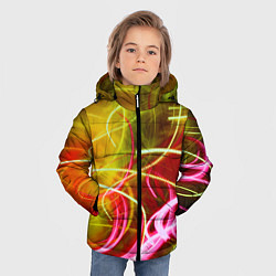 Куртка зимняя для мальчика Неоновые линии и фонари - Жёлтый, цвет: 3D-светло-серый — фото 2