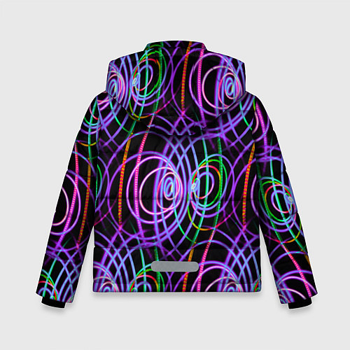 Зимняя куртка для мальчика Неоновые круги и линии - Фиолетовый / 3D-Красный – фото 2