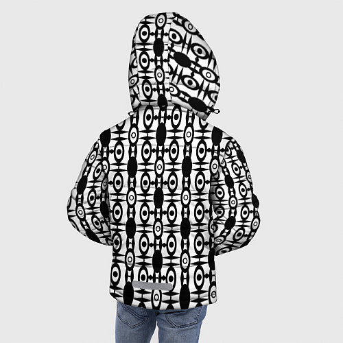 Зимняя куртка для мальчика Черно-белый современный узор / 3D-Светло-серый – фото 4