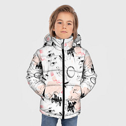 Куртка зимняя для мальчика Многоугольники и Глаза, цвет: 3D-светло-серый — фото 2