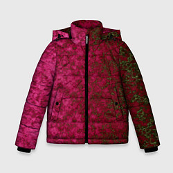 Куртка зимняя для мальчика Мраморная красная текстура камня red marble, цвет: 3D-черный