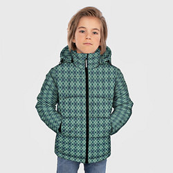 Куртка зимняя для мальчика Мелкий бирюзовый клетчатый узор, цвет: 3D-светло-серый — фото 2
