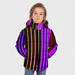 Куртка зимняя для мальчика Неоновые линейные фонари - Фиолетовый, цвет: 3D-красный — фото 2