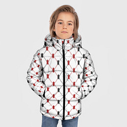 Куртка зимняя для мальчика Куфия - чёрно-красный узор в арабском стиле куфия, цвет: 3D-светло-серый — фото 2