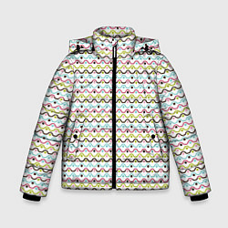 Куртка зимняя для мальчика Волнистые линии геометрия, цвет: 3D-светло-серый