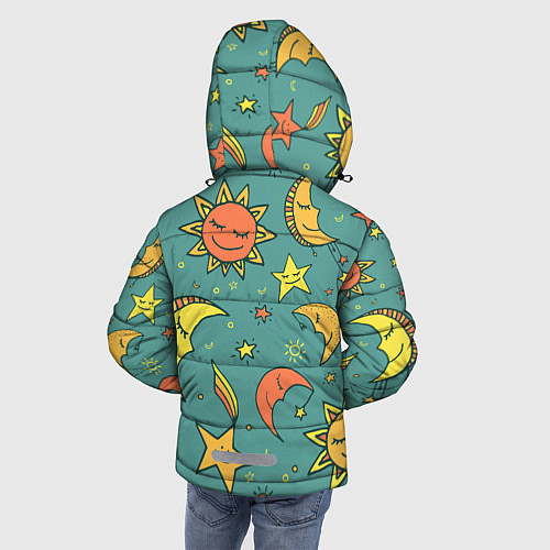 Зимняя куртка для мальчика Солнце, Луна и Звёзды / 3D-Светло-серый – фото 4