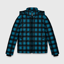 Куртка зимняя для мальчика Black and blue plaid, цвет: 3D-черный