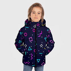 Куртка зимняя для мальчика Neon geometric shapes, цвет: 3D-светло-серый — фото 2