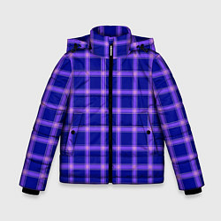 Куртка зимняя для мальчика Фиолетовый клетчатый узор, цвет: 3D-светло-серый