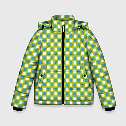 Куртка зимняя для мальчика Квадратики паттерн, цвет: 3D-светло-серый