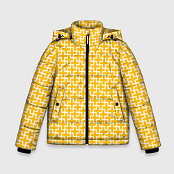 Зимняя куртка для мальчика Белые крестики на желтом фоне