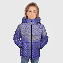 Куртка зимняя для мальчика Неоновые кубы - оптическая иллюзия, цвет: 3D-черный — фото 2