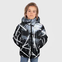 Куртка зимняя для мальчика Абстрактное множество фонарей во тьме - Белый, цвет: 3D-красный — фото 2