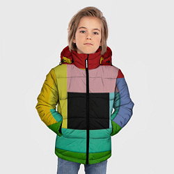 Куртка зимняя для мальчика Абстрактные геометрические прямоугольники - Чёрный, цвет: 3D-черный — фото 2