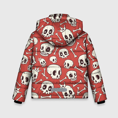 Зимняя куртка для мальчика Черепа на красном фоне / 3D-Красный – фото 2