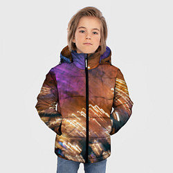 Куртка зимняя для мальчика Неоновые огни и краска во тьме - Оранжевый, цвет: 3D-красный — фото 2
