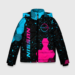 Зимняя куртка для мальчика Nissan - neon gradient: символ и надпись вертикаль