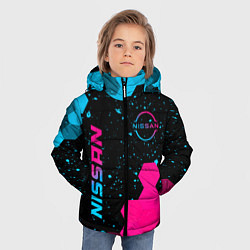 Куртка зимняя для мальчика Nissan - neon gradient: символ и надпись вертикаль, цвет: 3D-черный — фото 2