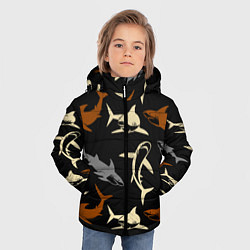 Куртка зимняя для мальчика Стая акул - паттерн - ночной океан, цвет: 3D-красный — фото 2