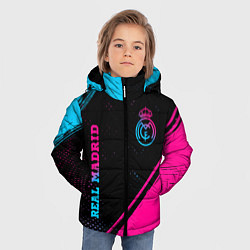 Куртка зимняя для мальчика Real Madrid - neon gradient: символ и надпись верт, цвет: 3D-черный — фото 2