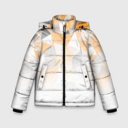 Зимняя куртка для мальчика Однотонный белый и желто-серый геометрический