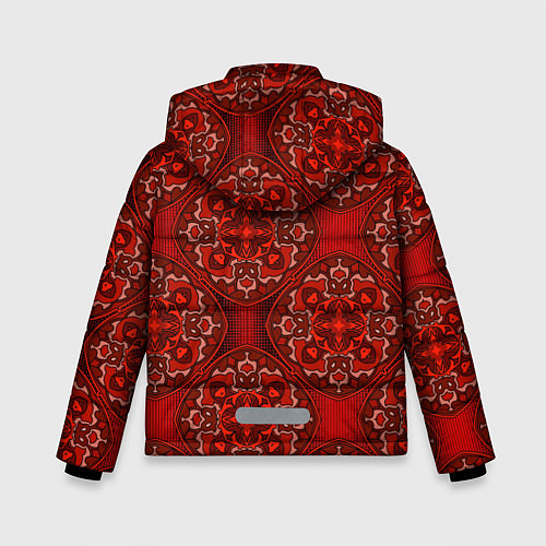 Зимняя куртка для мальчика Красные абстрактные круглые узоры / 3D-Светло-серый – фото 2