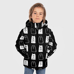 Куртка зимняя для мальчика Милые Чёрные и Белые Коты, цвет: 3D-светло-серый — фото 2