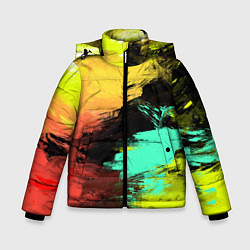 Куртка зимняя для мальчика Яркий красочный гранж, цвет: 3D-красный