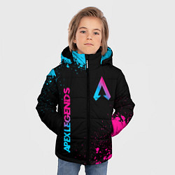 Куртка зимняя для мальчика Apex Legends - neon gradient: символ и надпись вер, цвет: 3D-черный — фото 2