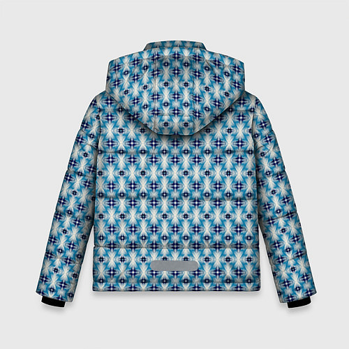 Зимняя куртка для мальчика Сине-белый геометрический икат узор / 3D-Светло-серый – фото 2