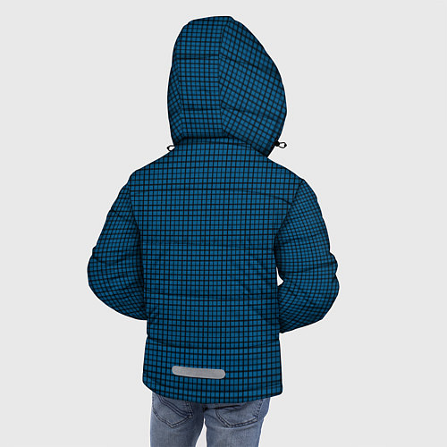 Зимняя куртка для мальчика Темно синий клетчатый узор / 3D-Светло-серый – фото 4