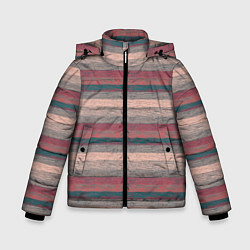 Зимняя куртка для мальчика Серые, бежевые, красные полосы с текстурой дерева
