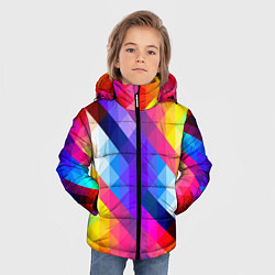 Куртка зимняя для мальчика Яркие квадраты, цвет: 3D-красный — фото 2