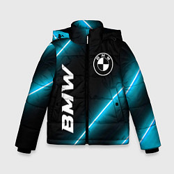 Куртка зимняя для мальчика BMW неоновые лампы, цвет: 3D-черный
