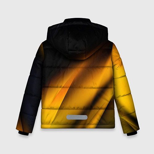 Зимняя куртка для мальчика Ламборгини - желтая абстракция / 3D-Светло-серый – фото 2