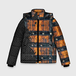 Куртка зимняя для мальчика Металлическая клепаная обшивка, цвет: 3D-черный