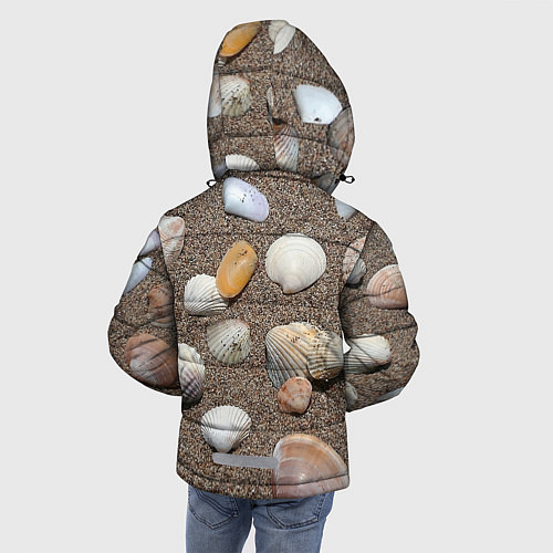 Зимняя куртка для мальчика Композиция из ракушек на песке / 3D-Светло-серый – фото 4