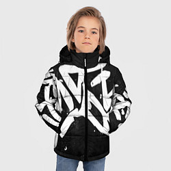 Куртка зимняя для мальчика Иероглифы в стиле граффити, цвет: 3D-черный — фото 2