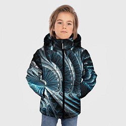 Куртка зимняя для мальчика Кибернетический абстрактный тоннель, цвет: 3D-черный — фото 2
