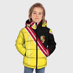 Куртка зимняя для мальчика Porsche - полосы, цвет: 3D-светло-серый — фото 2