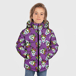 Куртка зимняя для мальчика Сахарные черепа на фиолетовом паттерн, цвет: 3D-красный — фото 2